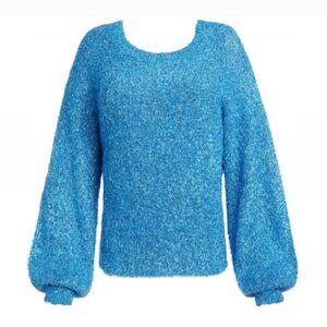 Alice + Olivia  Lisha Metallic Textured Peacock Teal Sweater Holidays Xmas SMALL